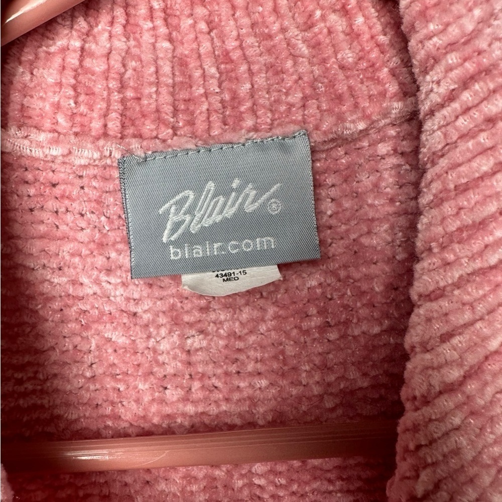 Blair Size Medium Zip Up Sleeveless Sweater Chunky Knit Grandmacore Pink - Picture 4 of 8